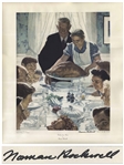Norman Rockwell Signed Freedom From Want Poster Measuring 28 x 35 -- Rockwell Uses Thanksgiving to Symbolize One of the Four Freedoms